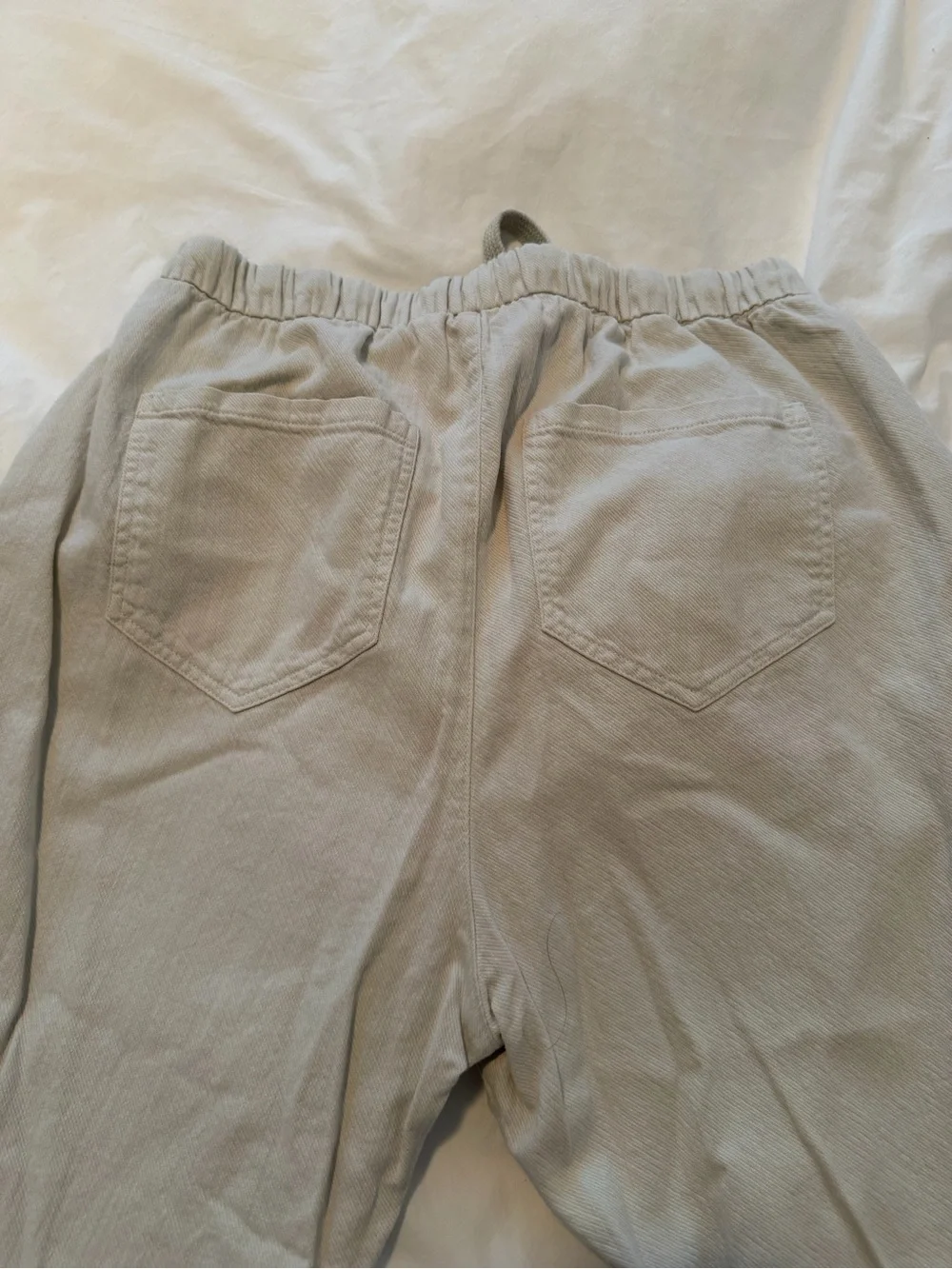 Zara woman’s  linen blend  Drawstring Pants in Light Beige with tapered leg
